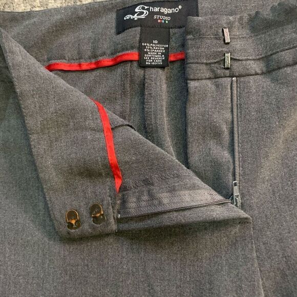 Sharagano Studio Womens 10 Dress Pants Gray Elastic Waist Flat Front Pockets - Picture 4 of 7